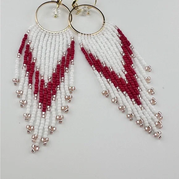 Handcrafted Beaded Fringe Earrings - Picture 1 of 11